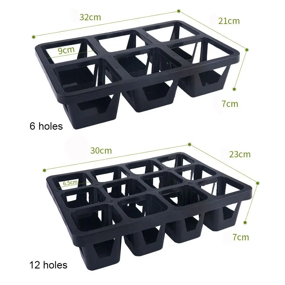6/12 otworów doniczki taca do przechowywania narzędzie czarna organizacja pudełka do siewu danie kaliber 6.5cm 9cm szklarnia wspornik doniczkowy