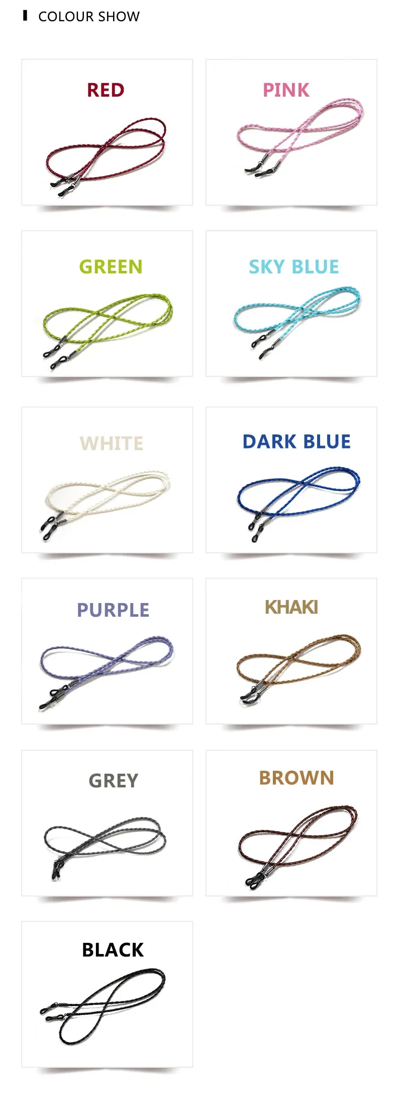 1 Stück geflochtenes Brillenband aus Leder – rutschfeste Sonnenbrillenkette für Sport- und Outdoor-Aktivitäten. Rutschfester Brillen-Lanyard-Gurt – Detail 6