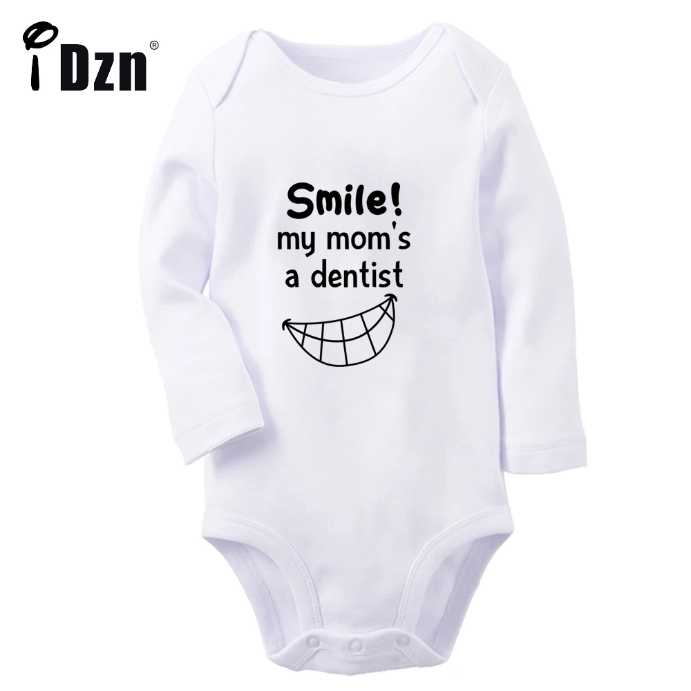 

Smile My Mom's a Dentist Sippin On Milk & Juice Printed Jumpsuit Cute Baby Boys Rompers Baby Girls Bodysuit Long Sleeve Clothes