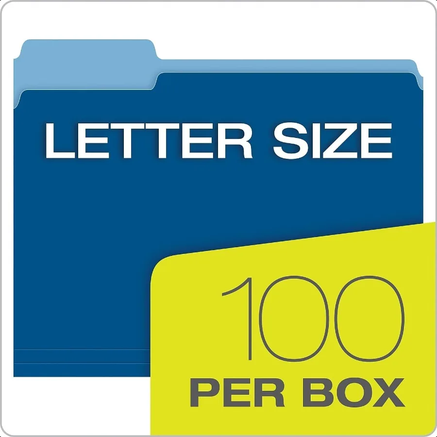 TwoTone Color File Folders Letter Size 1 3 Cut Navy 100 Per box 152 1 3 NAV