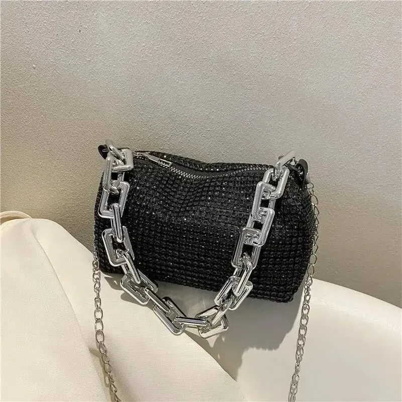 Allover-Beuteltasche mit Strasssteinen, Balltasche mit Glitzerkette, Mini-Umhängetasche für Damen (6,3 x 3,54) Zoll). – Detail 17