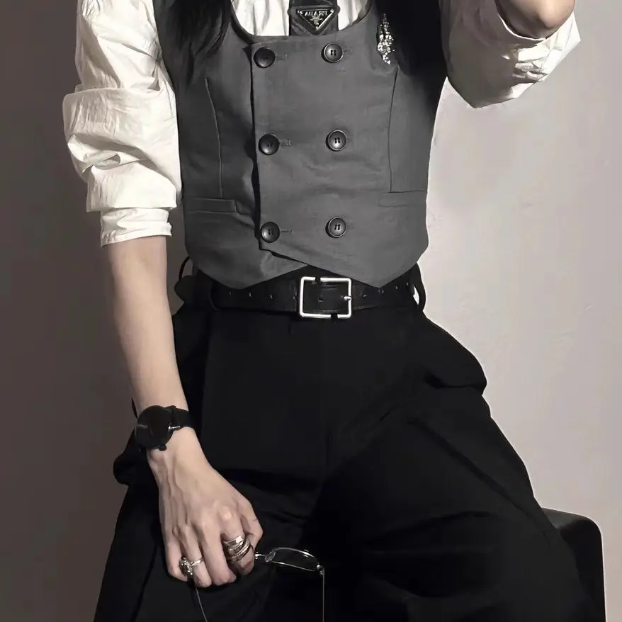 

Жилеты Жилеты Тонкий женский жилет Топ с воротником Весенний льняной абстрактный плоский игольный круглый воротник с завязками на клапанах Подарок для взрослых Минимализм Универсальный