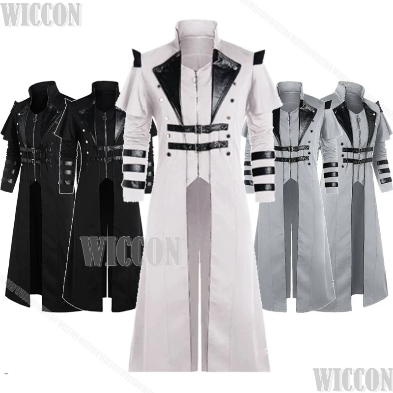 Medieval Restoration Court Banquet Zipper Slit Long Stage Performance Props Holloween Party Cosplay Costume Women Men Daily Suit