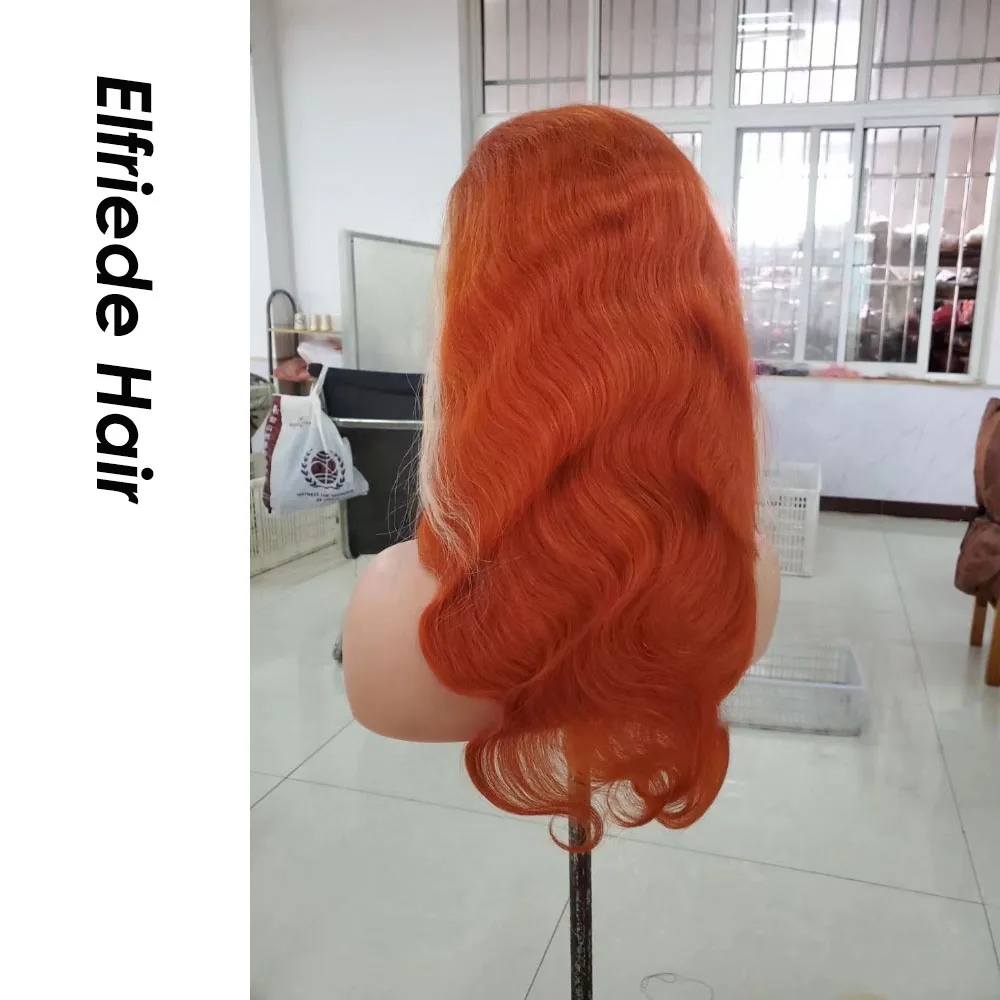 Elfriede Body Wave Orange 613 Highlight Skunck Stripe Lace Front Wigs for Women 180% Density HD Lace Frontal Wig Human Hair Wigs