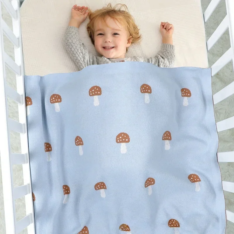 Coperta per bambini multifunzionale in cotone 100x80 cm Coperta con motivo a fungo o tappetino da gioco o coperta per passeggino con opzioni di colore