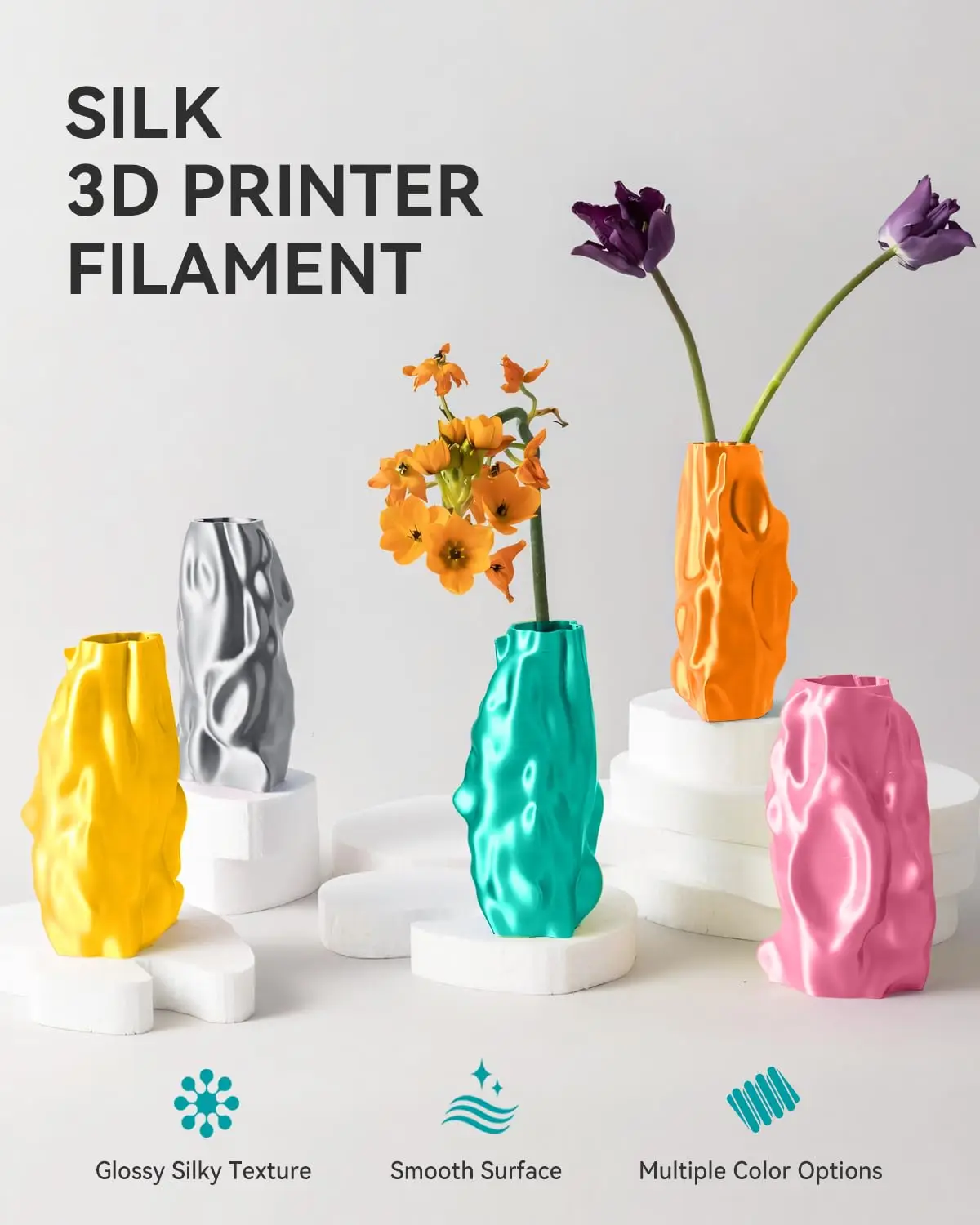 SUNLU 10KG SILK 3D Printing Filament 1.75MM +/-0.02MM 1KG Close To Silk Effect Smooth And Delicate More Tenacity Than PLAPLUS