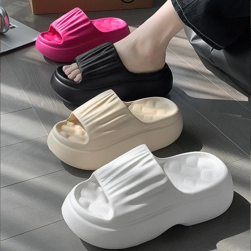 Height Increasing EVA Platform Slides For Women High Anti-Slip Thick Vintage Retro Summer Sandals Casual Outdoor Wear Slippers image 2