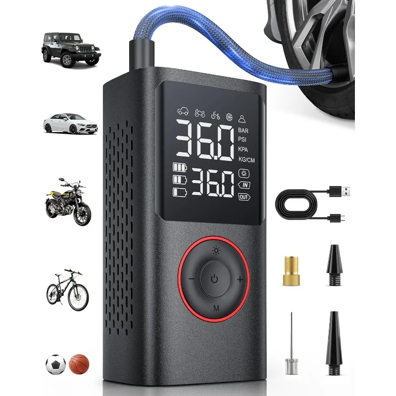 

Tire Inflator Portable Air Compressor, 150 PSI Cordless Bike Pump, Air Pump for Auto, Motorcycle, Bicycle, Balls