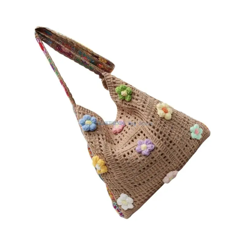 

340D Knitted Beach Bag Embroidered Bohemian Shoulder Bag Summer Fashion Purse