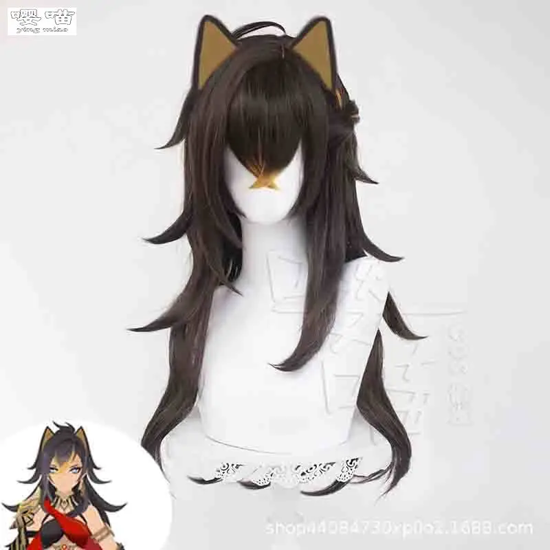 Dehya Cosplay Wig Game Genshin Impact 80CM Brown Yellow Gradient Heat Resistant Synthetic Wig Anime Dehya Cosplay Wigs Halloween