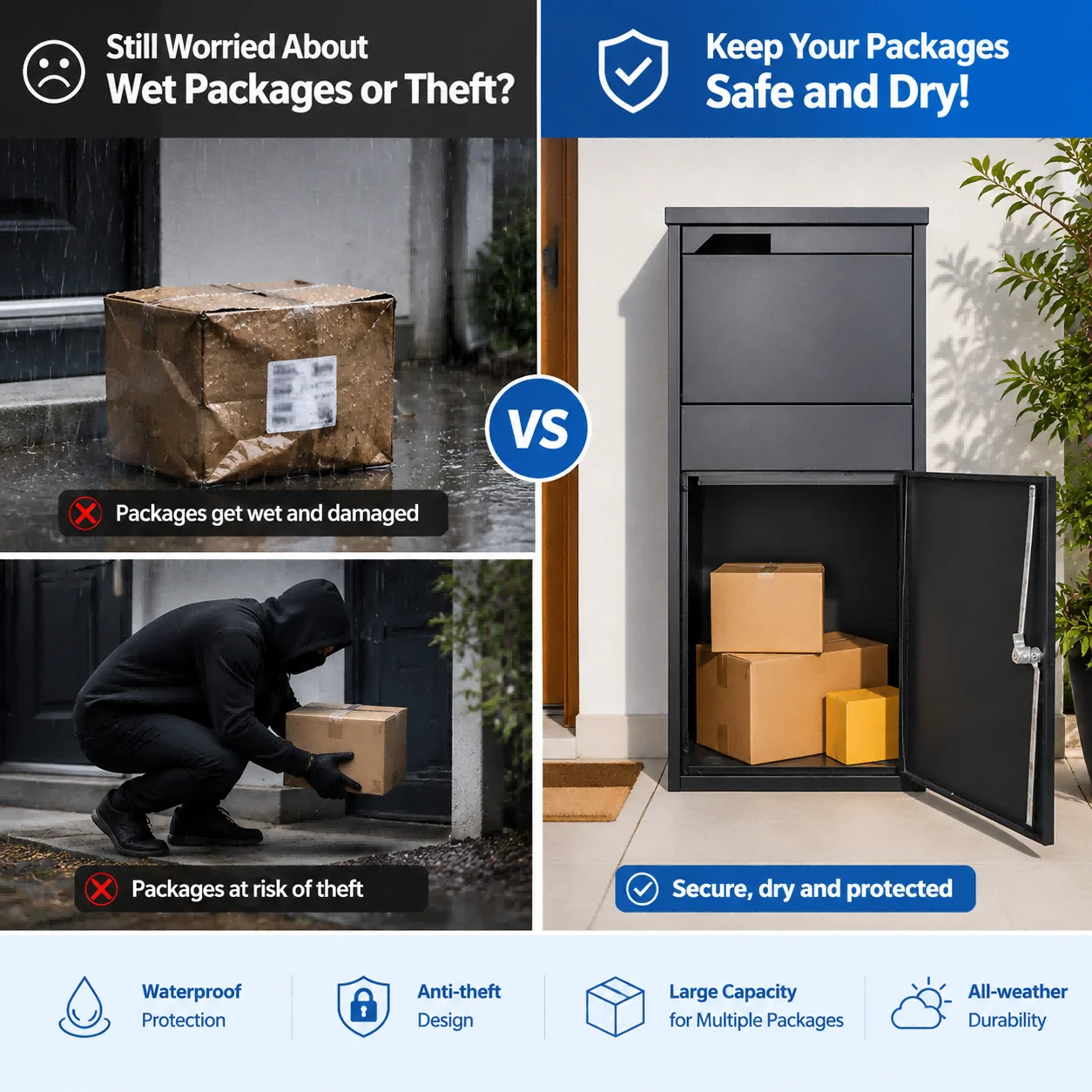 Mailbox Smart Parcel Box With Password Lock Waterproof Outdoor Letterbox For Home Office Community Delivery