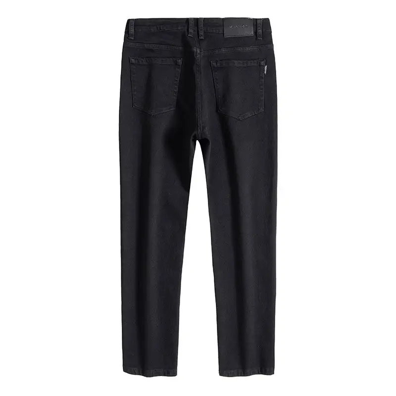 Calças de brim retas soltas masculinas preto high-end juventude casual versátil para outono e inverno 2025 novo