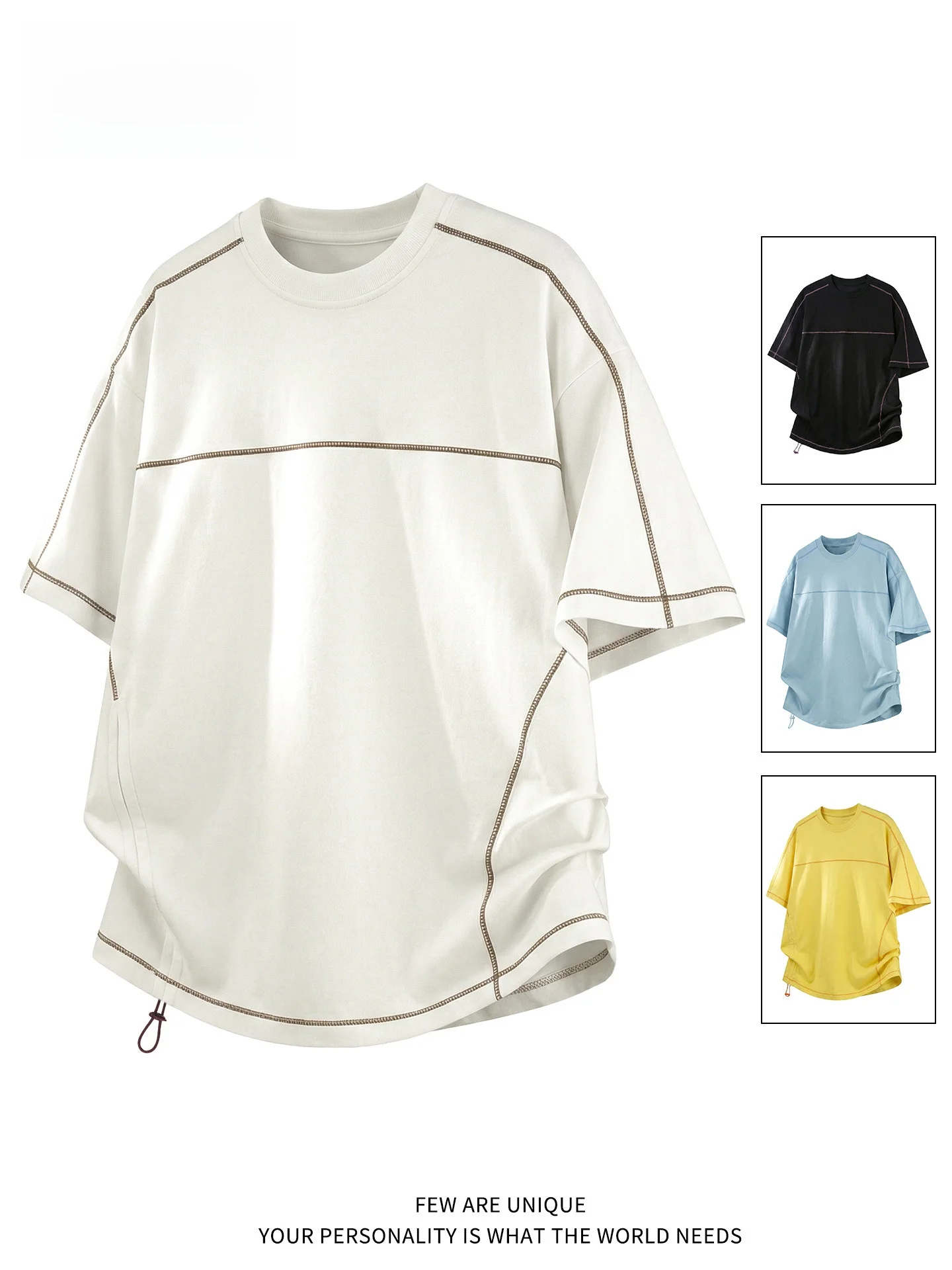 Camiseta Masculina TUCANO Wooden Duck American HUSS Line Design Cool Feeling de Manga Curta Fina de Verão com Cordão Elástico