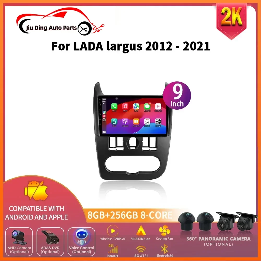 For LADA largus 2012 - 2021 Android 14 Wireless CarPlay Auto Car Radio Multimedia Video Player 4G WIFI GPS 360 Camera Navigation