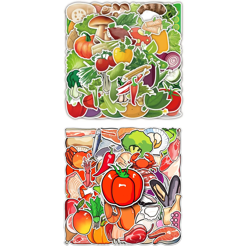 10/30/50PCS Food Vegetables Fruits creativity Stickers Collection Computer Decoration DIY Guitar Mug Notebook Stickers Wholesale