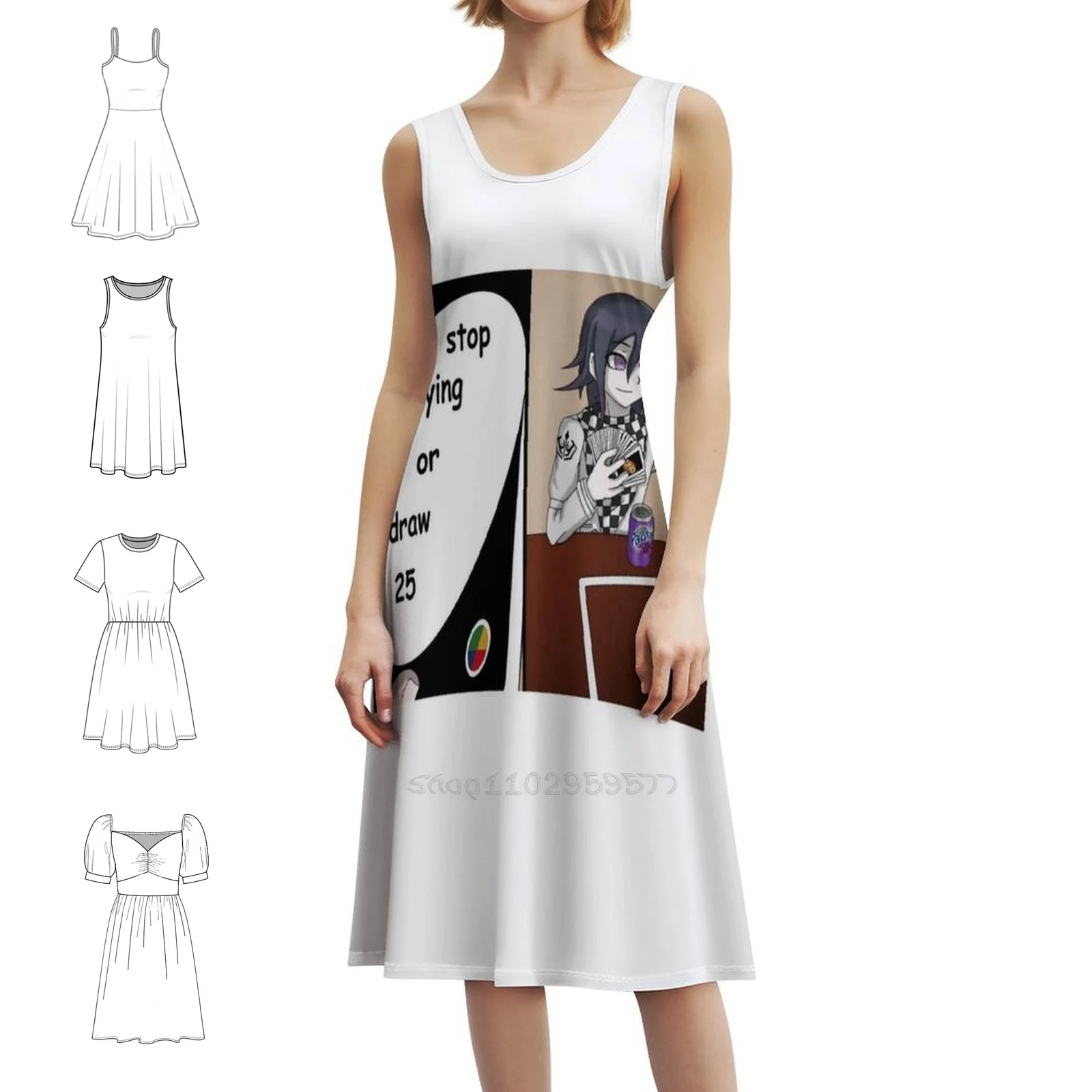 25 أو... فستان نسائي أنيق للحفلات على شكل حرف A مع خيارات قصيرة/طويلة/بدون أكمام من Kokichi Ouma Ouma Kokichi Ouma Oma Oma #1