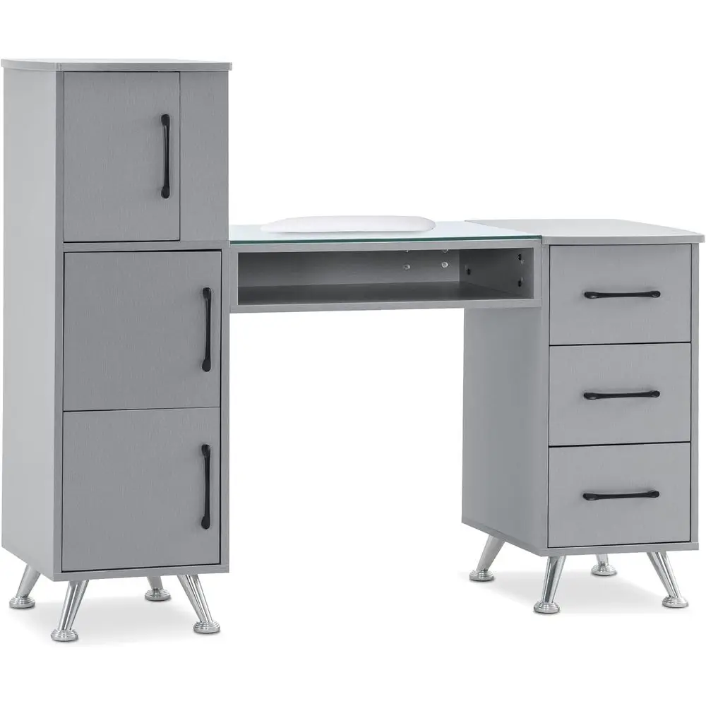 

Маникюрный стол, стол для макияжа ногтей с ящиками, рабочая станция для салона красоты 2611 (серебристый)