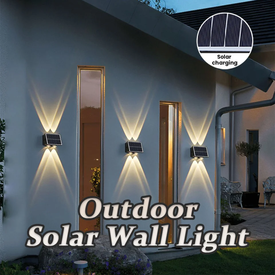 

Solar Outdoor LED Spotlight Waterproof Solar Powered Wall Lamp Up And Down Light For Porch Garden Yard Street Balcony Decoration