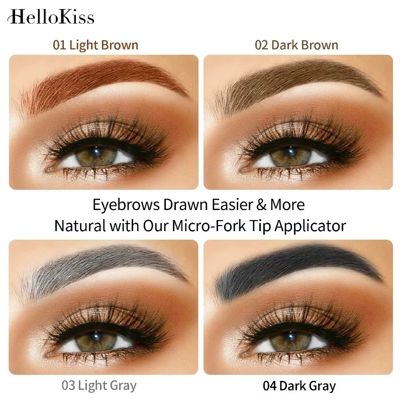 Lápis de sobrancelha de esboço de quatro garras preto marrom cinza líquido lápis de sobrancelha à prova d'água de longa duração 3d microblading caneta de sobrancelha 1 peça