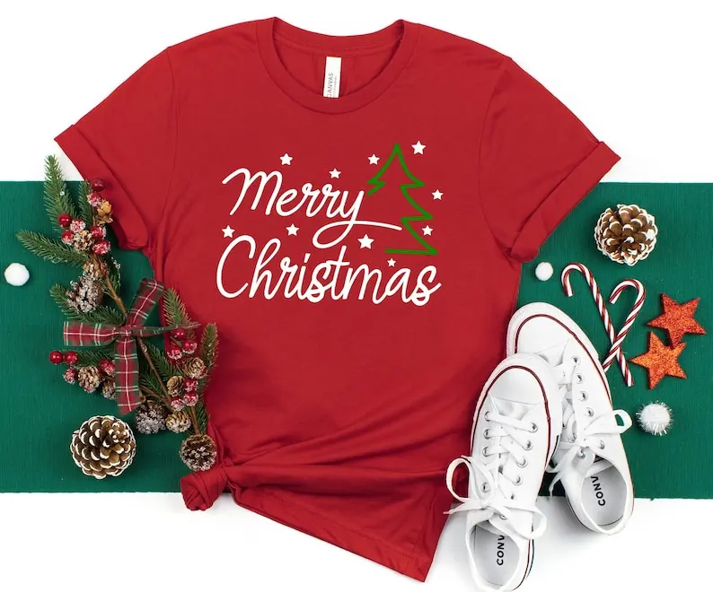 Merry Christmas Shirt Merry Family Matching Holiday Gift Short Sleeve Top Tees 100% Cotton Tshirt Streetwear Harajuku goth y2k