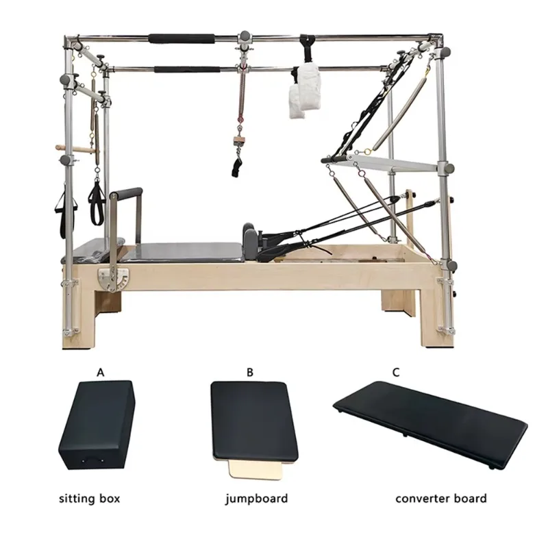 YTYIN Full-track Semi-elevated Maple+PU Frame Three-in-one Yoga Bed Maple Pilates Reformer Eco-Friendly Multi-functional Core Tr