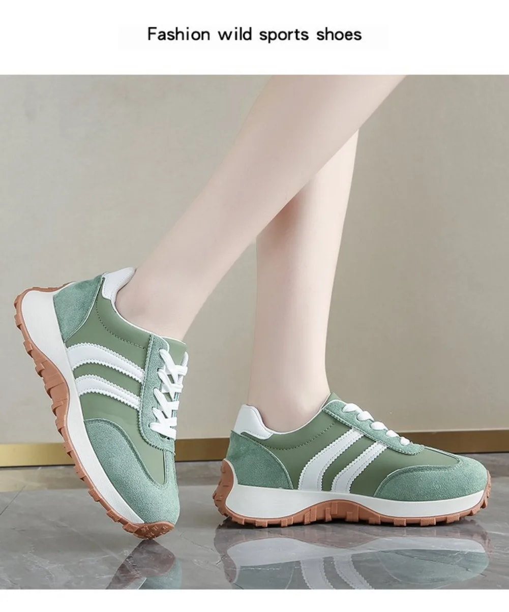 Mehrfarbige Damen Retro Wildleder Schnür-Sneaker, Leichte Atmungsaktive Low-Top Laufschuhe, Rutschfeste Komfort-Freizeitschuhe – Detail 5