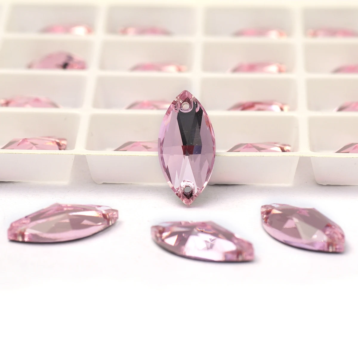 PUBRILEX Hellrosa Genähte Glas-Strasssteine Flache Rückseite DIY Näh-Kristall Bastelzubehör Diamantsteine für Kleidung Taschen Accessoires – Detail 4