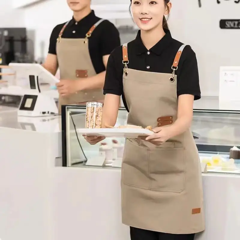 Thick Canvas Aprons For Woman With Pockets Gardening Waterproof Coffee Salon Working Labor Protection Kitchen Apron For Men