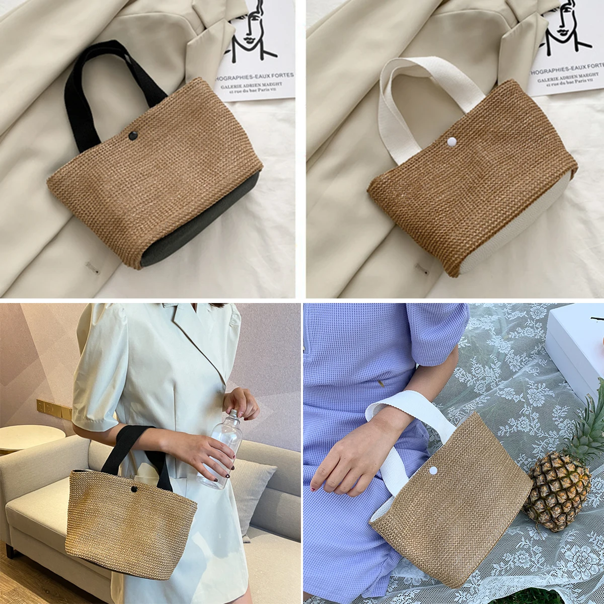 

NEW Straw Hollow Out Knitting Tote Bag Large Capacity Handmade Shoulder Handbag Women Designer Casual Beach Bag Ethnic Style