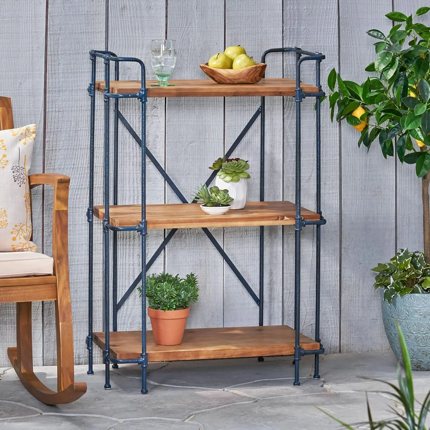 Eden Outdoor Plumbers Pipe 3-Tier Shelf, Antique