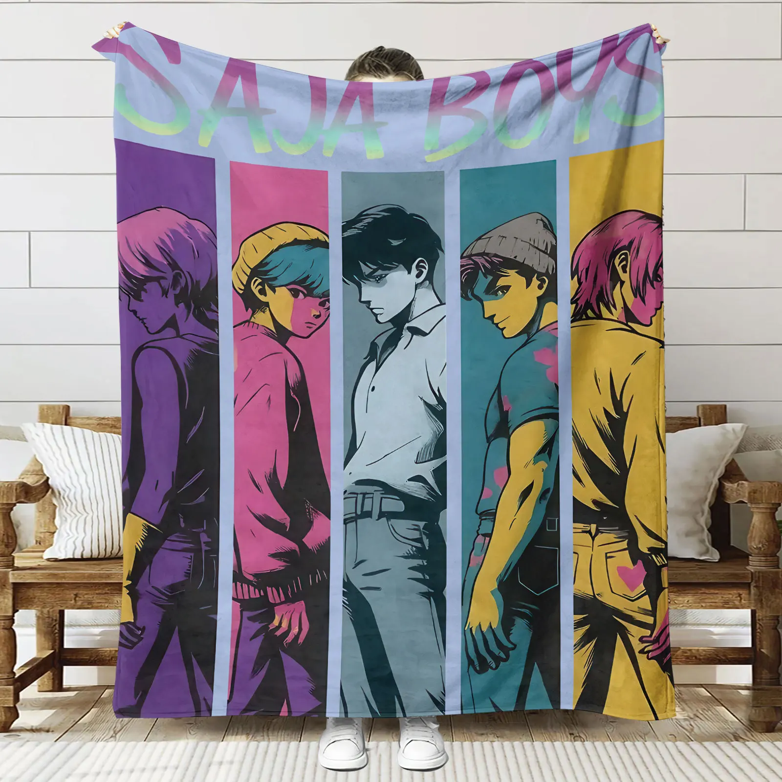 Manta de cazadores de demonios de Anime Kpop, cubierta cálida suave para otoño e invierno, para oficina, hogar, Camping, mantas decorativas multifuncionales de franela