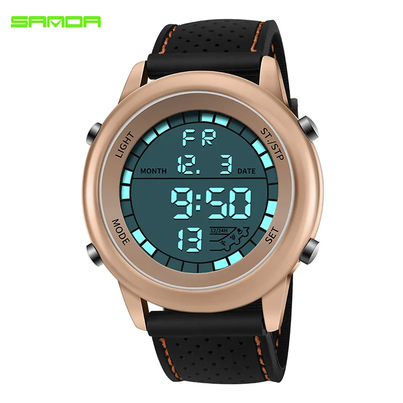 SANDA 411 Men\'s Electronic Watch Fashion Sports Waterproof Shockproof Digital Student Wristwatches for Male Watches Gift