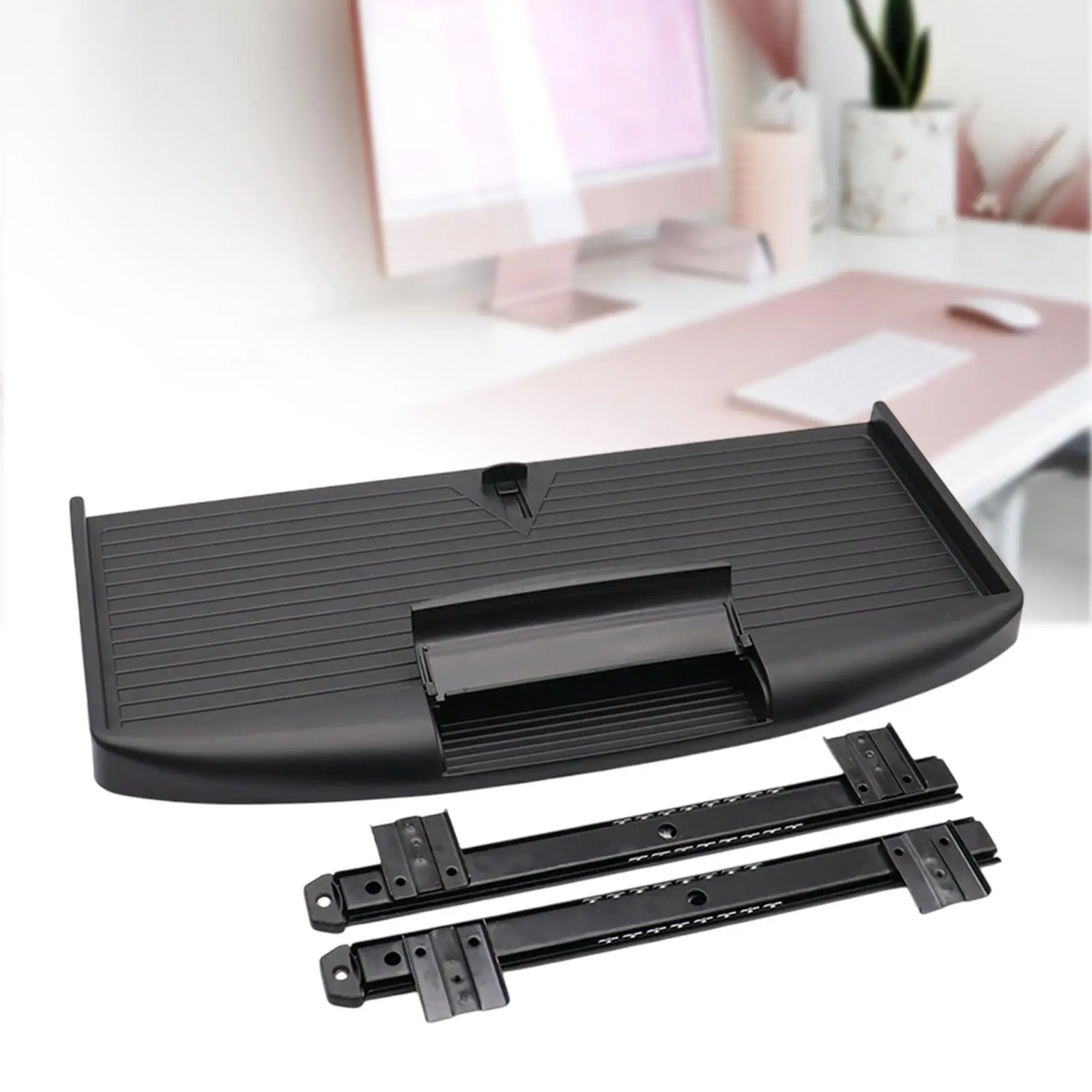 Under Desk PC Keyboard Drawer Tray Push and Pull Smooth Keyboard Platform