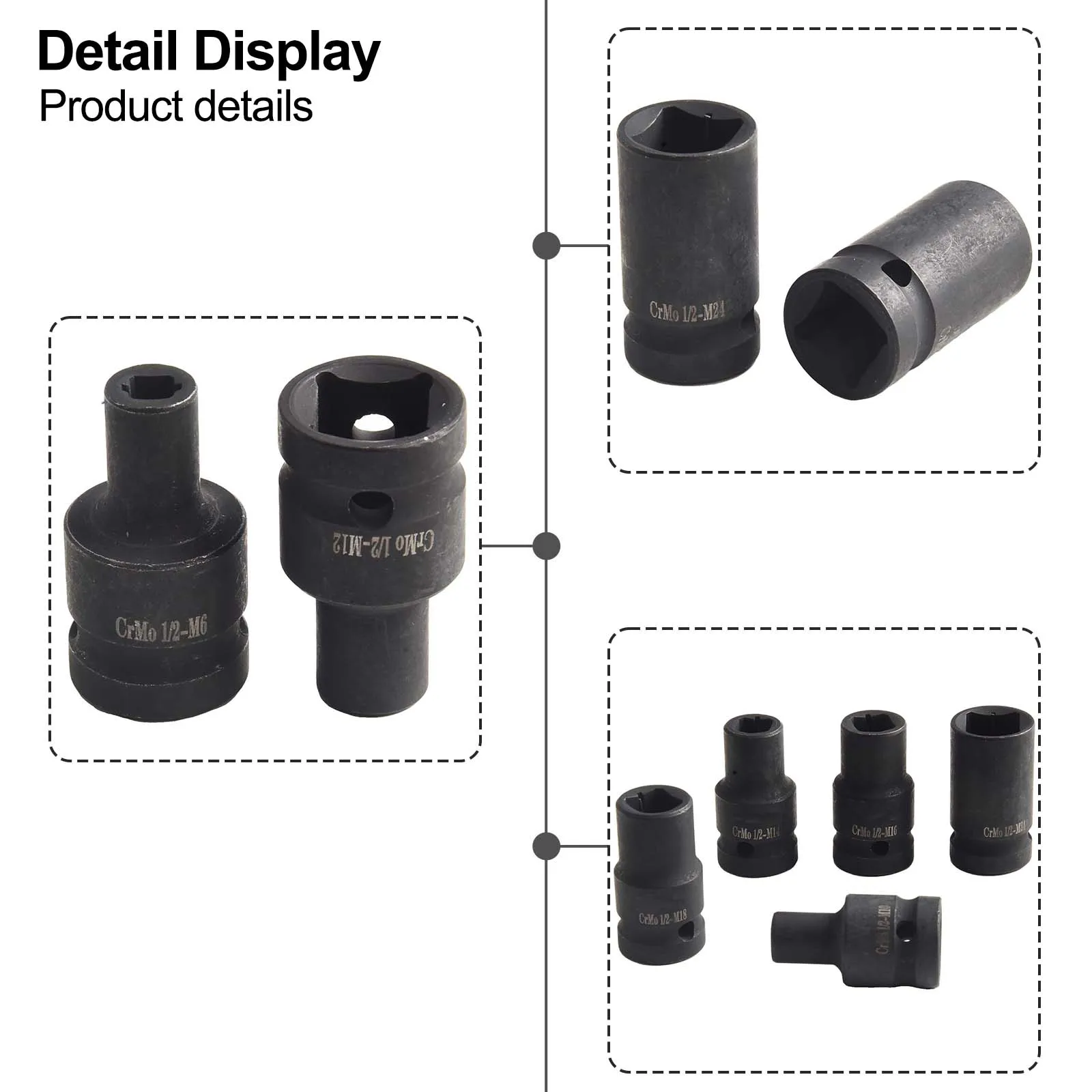 Black Electric Driver Wrench Socket Special Square Profile Chromium Vanadium Steel Fits Tap Shanks Phosphate Black Treatment