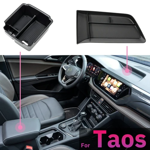 Para Volkswagen VW Taos 2022 2023 2024 tablero organizador de almacenamiento bandeja reposabrazos caja de almacenamiento consola central accesorios Taos
