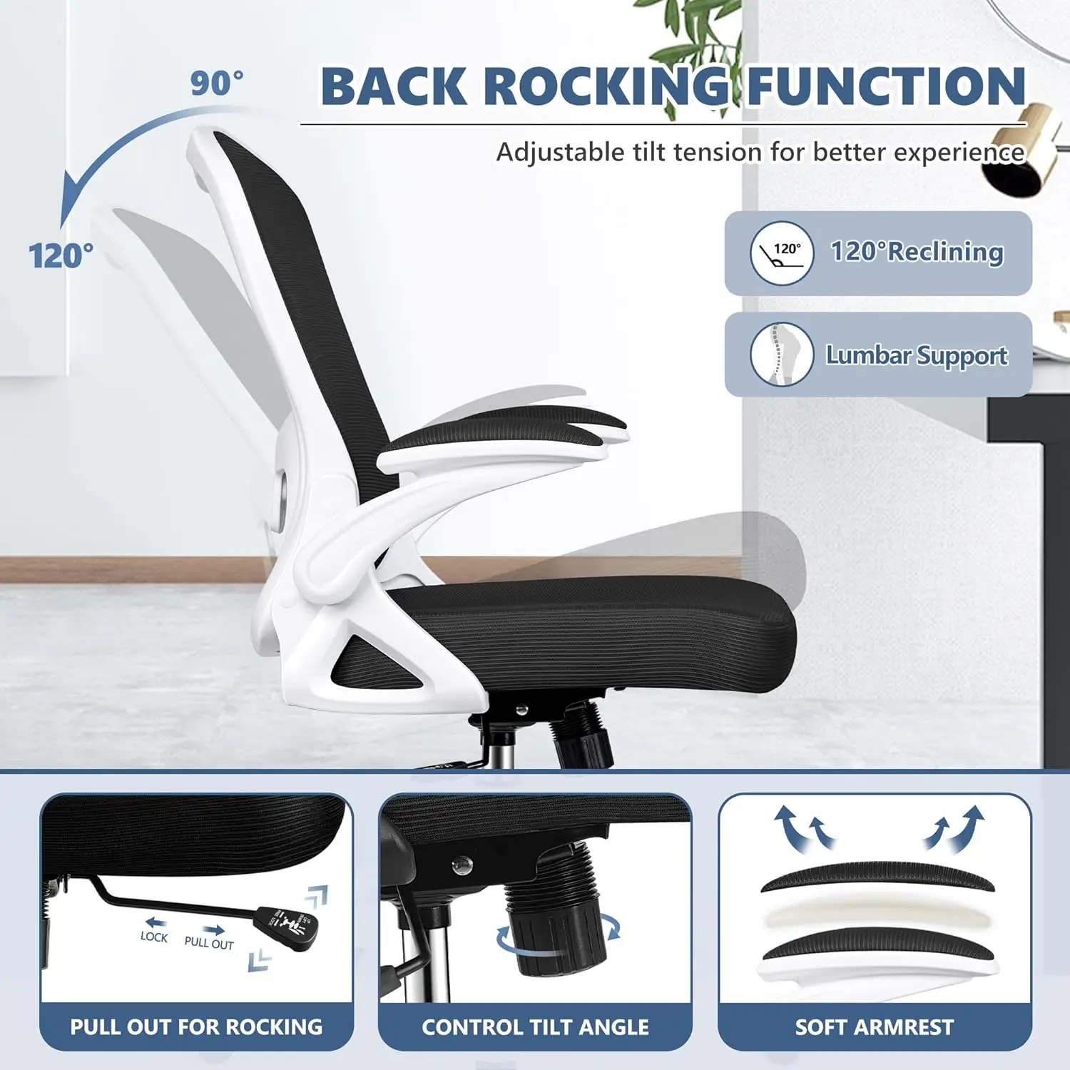 Winrise-Silla de escritorio para oficina, asiento ergonómico de malla para ordenador, sillas de escritorio de oficina para el hogar, silla giratoria para tareas, respaldo medio transpirable