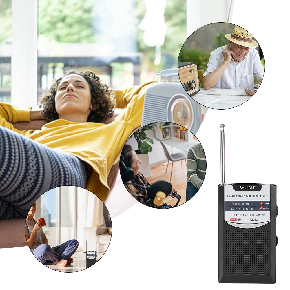 Портативный мини-радио, встроенный динамик, ретро-приемник мира, карманное радио с батарейным питанием, телескопическая антенна AM/FM для дома в помещении