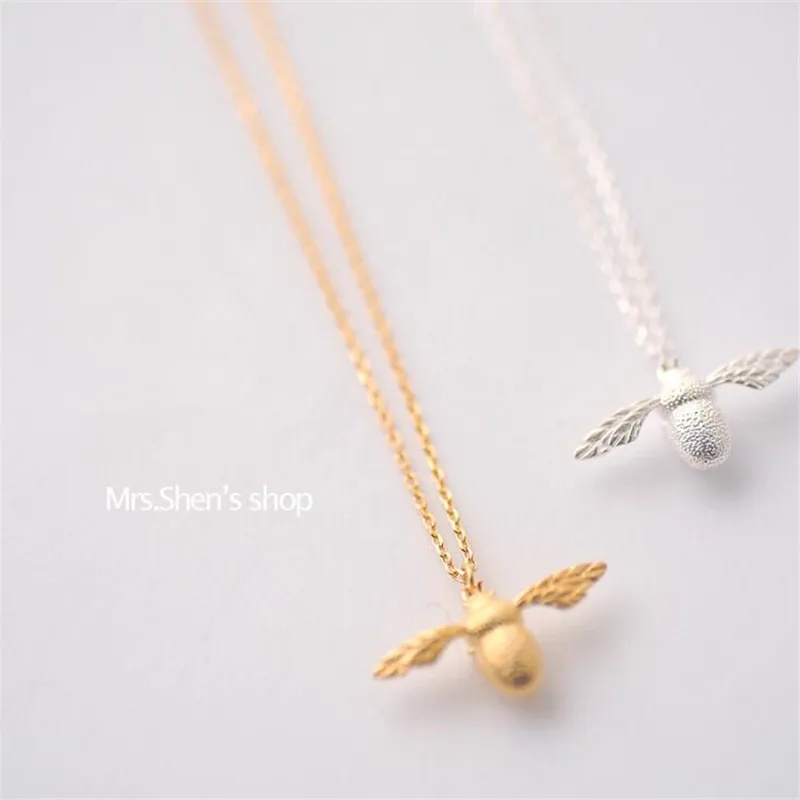 New Beautiful Simple Personality Exquisite 925 Sterling Silver Fashion Jewelry Cute Little Bee Sweet Pendant Necklaces XL095 view 2