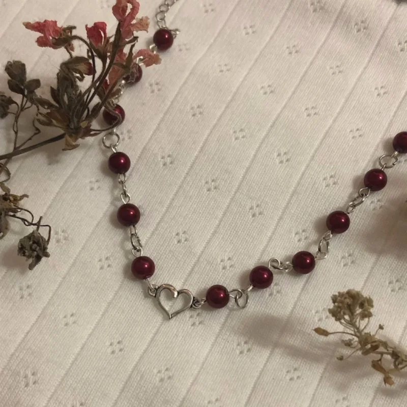 Fashion Handmade Love Red Beads Mary Necklace Y2K Star Charm Jewelry Necklace as a Gift for Her