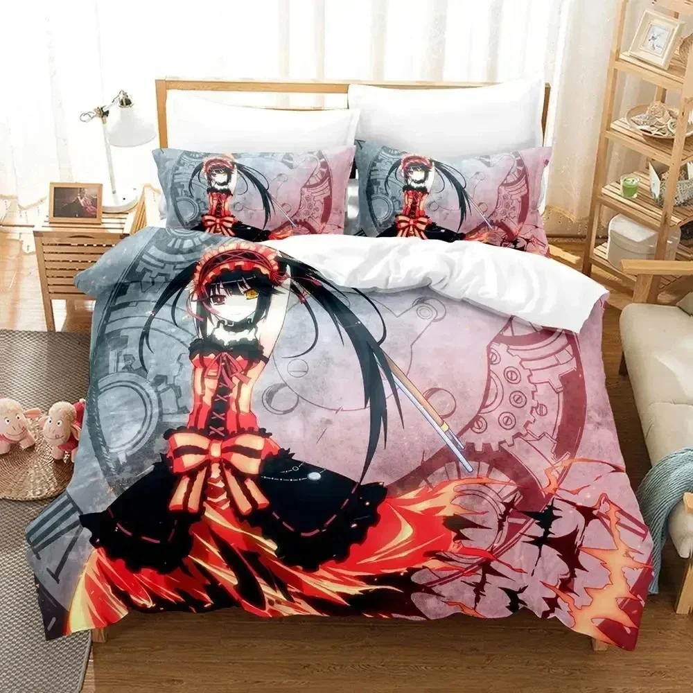 Date A Live Tokisaki Kurumi Bedding Set Duvet Cover Bed Set Quilt Cover Pillowcase Comforter king Queen Size Boys Adult Bedding