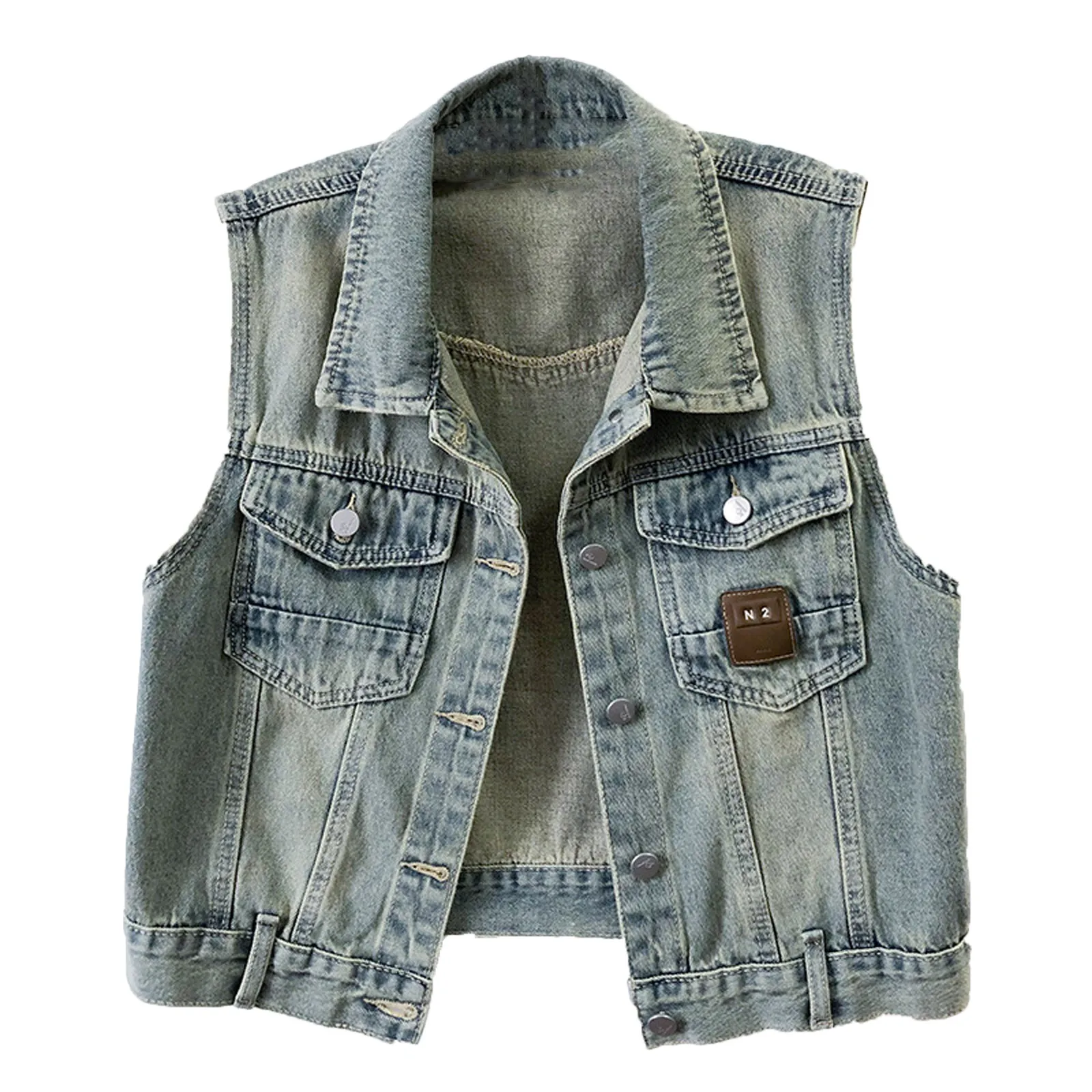 

Frayed Denim Vintage Sleeveless Loose Single Breasted Women's Vest Jacket Coats Short Coat For Women Clothing Fashion 2025
