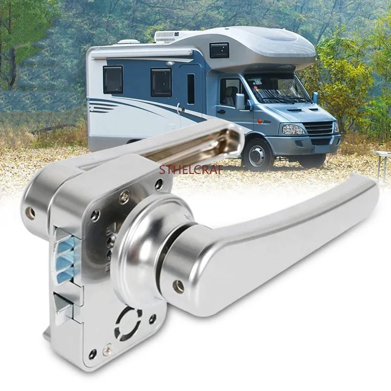 1PC Revolving Door Lock Bathroom Exterior Door Handle Travel Trailer Accessory Interior with Reverse-lock Handle for Locking