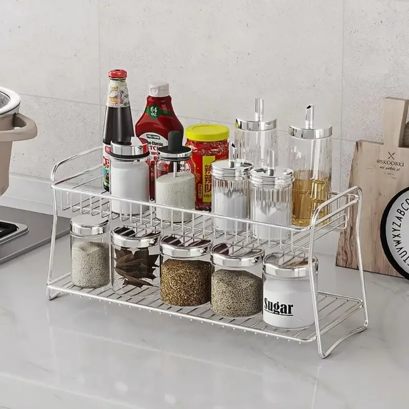 2-Tier Countertop Storage Rack - for Kitchen, Bathroom, Office, Dressing Table - Modern Design -Toiletries Storage and Organizer
