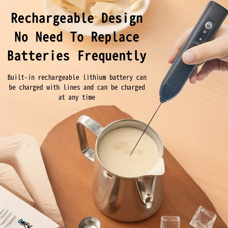 Electric Milk Frother + Egg Beater Wireless Type-C Charging 3 Speeds Mini Handheld Foam Maker Coffee Whisk Cooking Tools - view 3