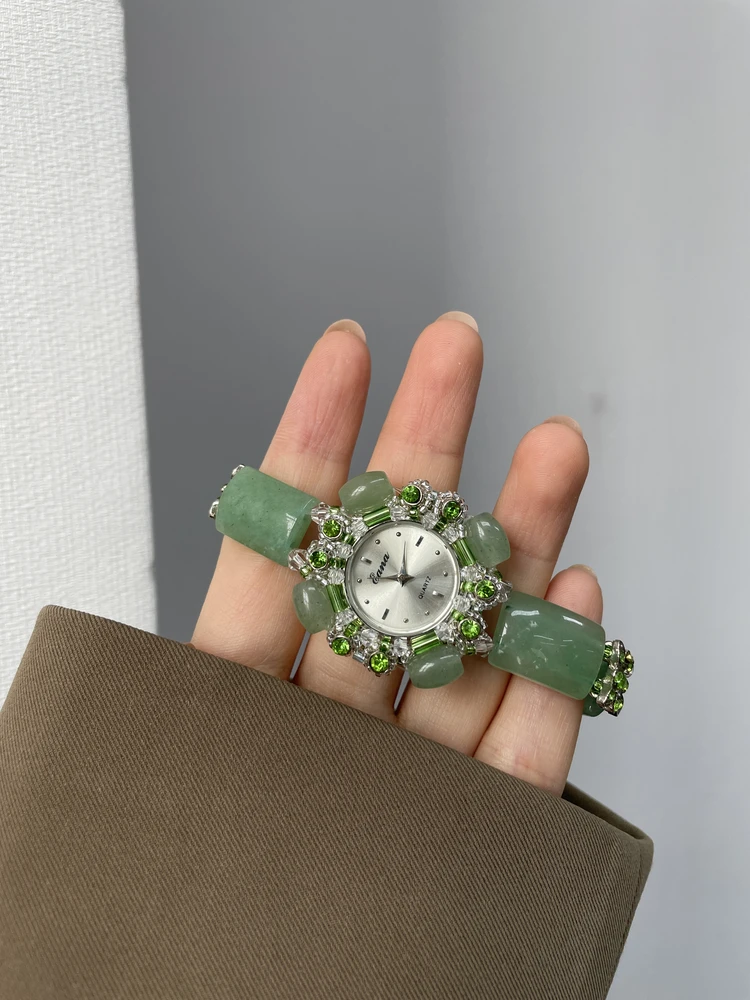 Fashion Exquisite Gem Green Sunflower Watch Women's High-value Women's Model 2025 New Women's Watch