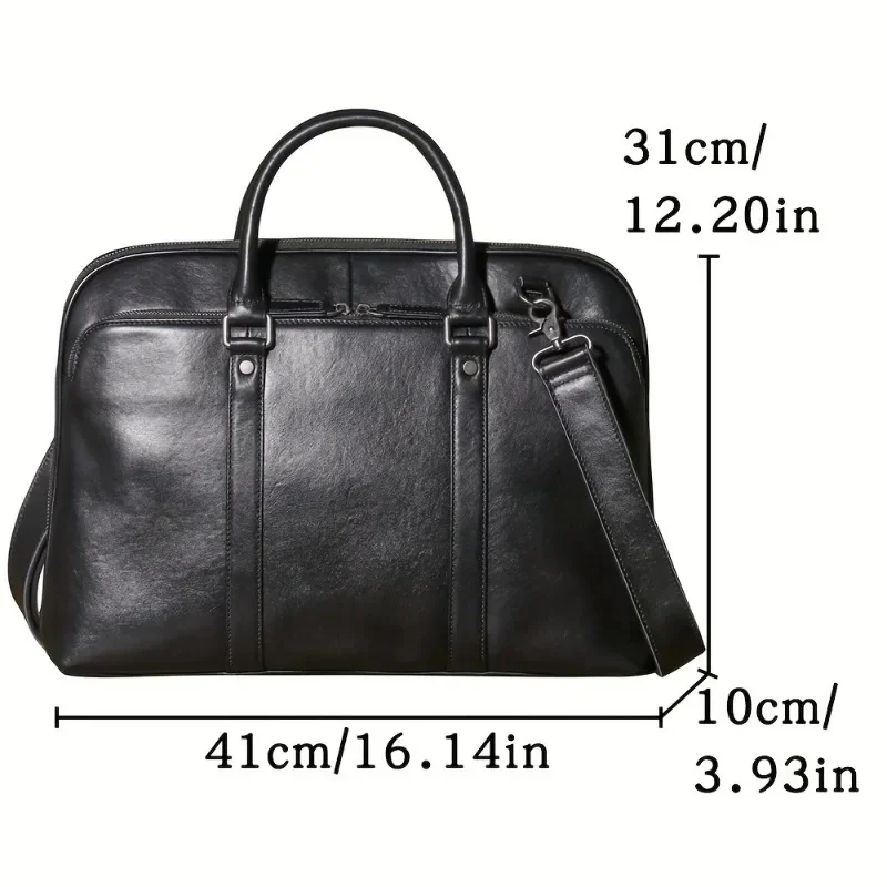 Luxury 15.6 Inch Men's Genuine Leather Laptop Briefcase, Executive Business Office Handbag & Portfolio Bag