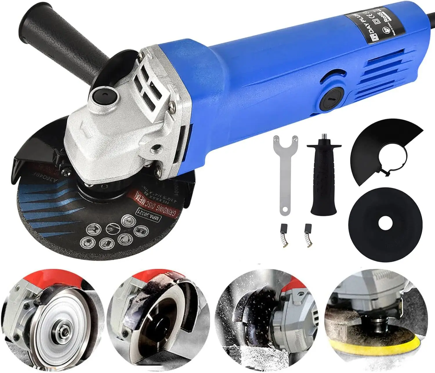 2000W Corded Electric Angle Grinder 115mm Disc Heavy Duty Cutting Grinding for Metal Tile Cutting and Grinding