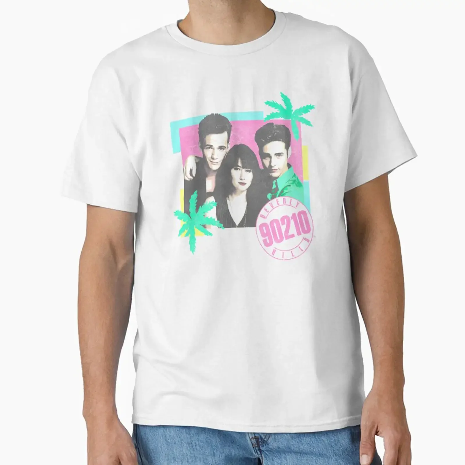 Beverly Hills 90210 Retro Neon Color Group Shot designed and sold by FifthSun vintage Washed Versatile graphic Stretched Unisex