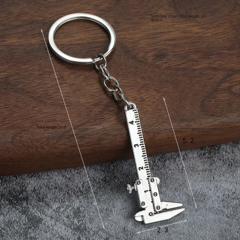 Mini Vernier Caliper Pocket Key Chain Keyring Ornaments Movable Precision Measure Tool Accessories Slider Ruler Alloy