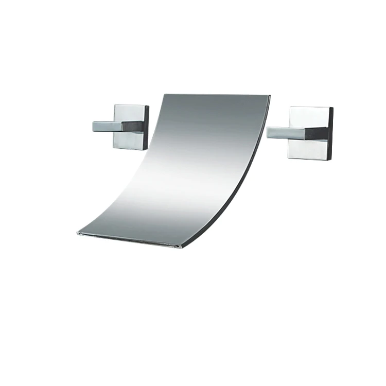 

Роскошный дизайн ванной комнаты, 2-ручный смеситель-водопад, хромированный, латунный смеситель для раковины, настенный смеситель для раковины MLFALLS